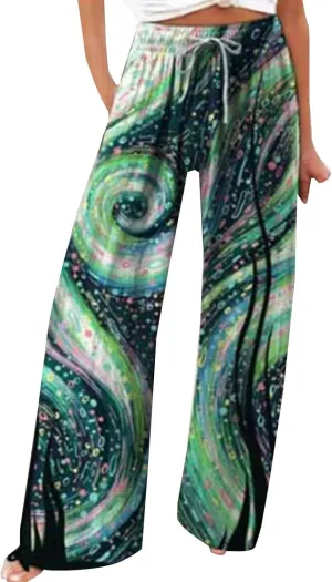 Wide Leg Pants for Women Womens Cotton Casual Loose Pants Comfy Work Pants with Pockets High Waisted Palazzo Pants