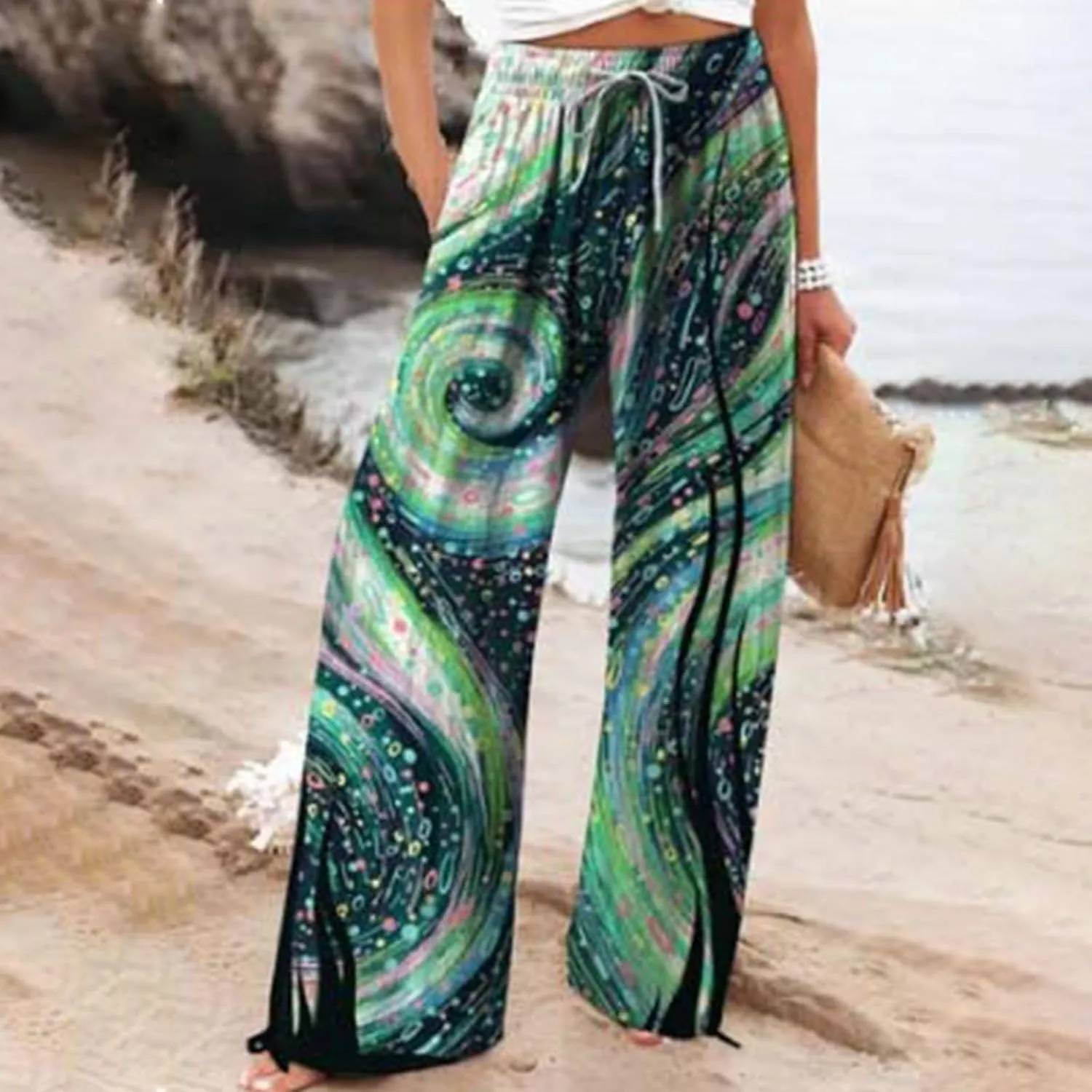 Wide Leg Pants for Women Womens Cotton Casual Loose Pants Comfy Work Pants with Pockets High Waisted Palazzo Pants