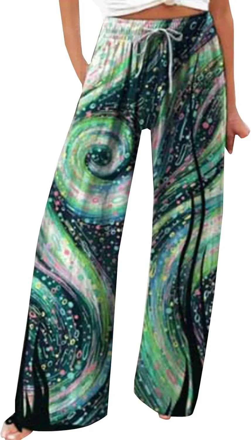Wide Leg Pants for Women Womens Cotton Casual Loose Pants Comfy Work Pants with Pockets High Waisted Palazzo Pants