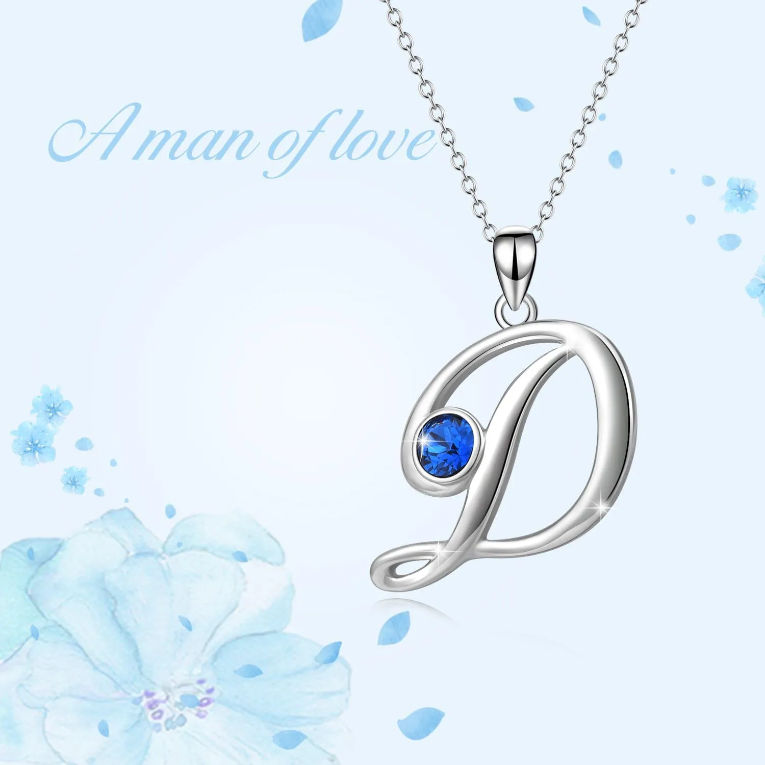 WINNICACA Christmas & Birthday Gifts: Initial Necklaces - 925 Sterling Silver Letter Pendants with Birthstone A-Z