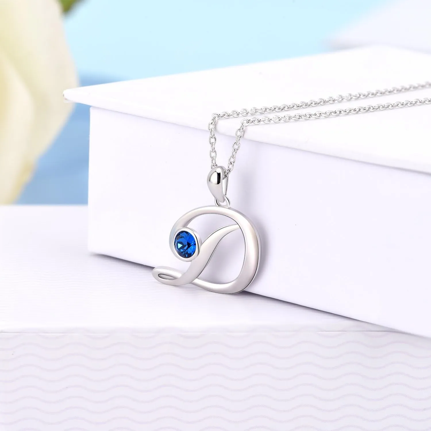 WINNICACA Christmas & Birthday Gifts: Initial Necklaces - 925 Sterling Silver Letter Pendants with Birthstone A-Z