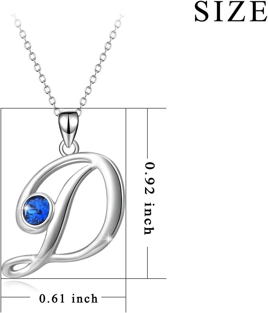WINNICACA Christmas & Birthday Gifts: Initial Necklaces - 925 Sterling Silver Letter Pendants with Birthstone A-Z