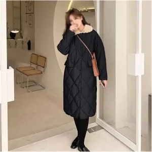 Winter Collar Single-Breasted Cotton Padded Jackets Solid Color Streetwear Coats Oversized Parkas(XL 70-75kg)