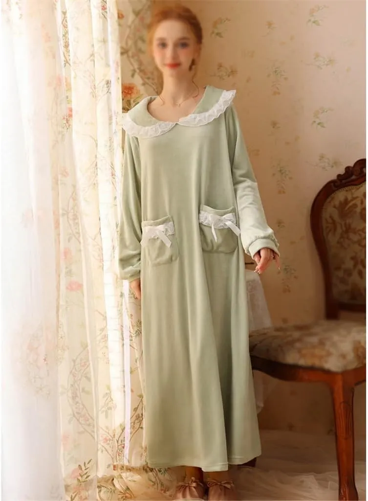 Winter Long Sleeved Thick Pajamas Pajamas Coral Velvet Nightgown