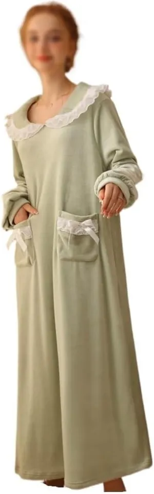 Winter Long Sleeved Thick Pajamas Pajamas Coral Velvet Nightgown