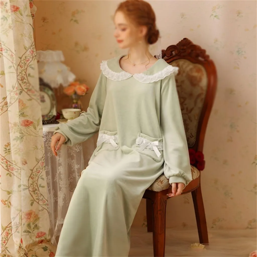 Winter Long Sleeved Thick Pajamas Pajamas Coral Velvet Nightgown