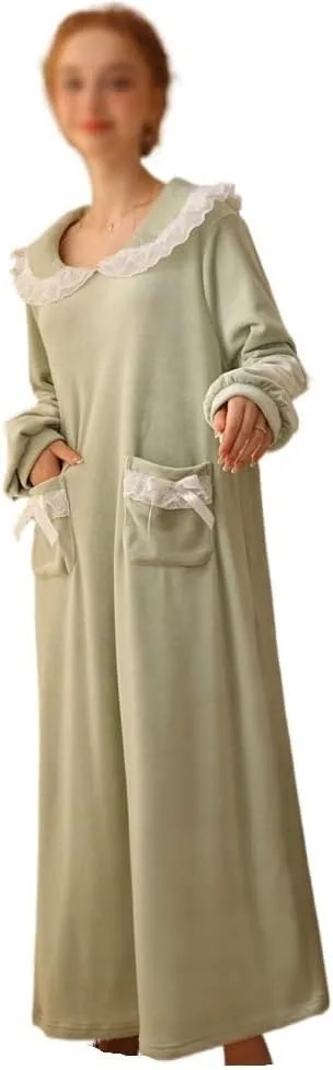 Winter Long Sleeved Thick Pajamas Pajamas Coral Velvet Nightgown