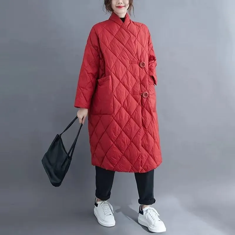 Winter Women Long Jacket Warm Down Cotton Coat Loose Parkas Padded Female Outerwear
