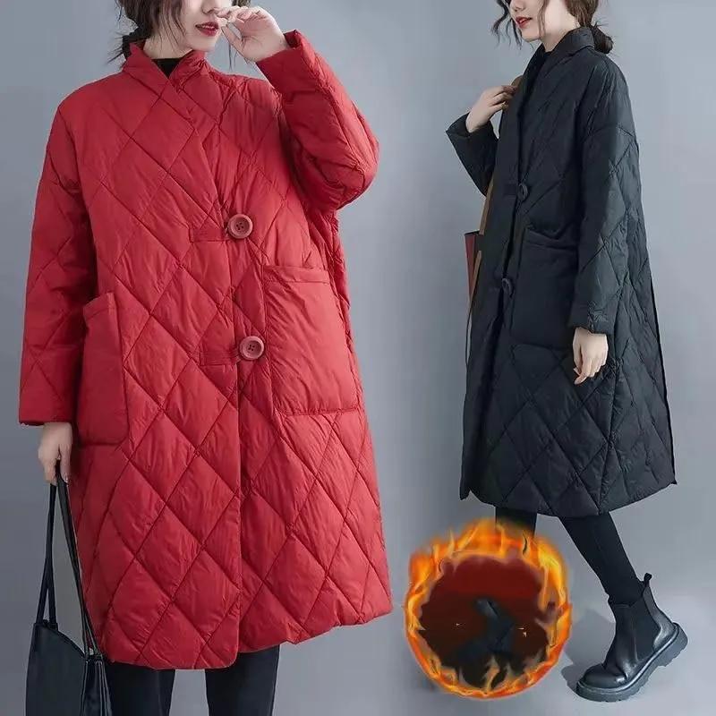 Winter Women Long Jacket Warm Down Cotton Coat Loose Parkas Padded Female Outerwear