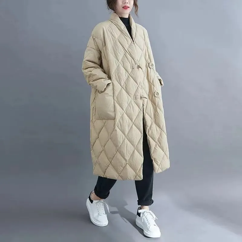 Winter Women Long Jacket Warm Down Cotton Coat Loose Parkas Padded Female Outerwear