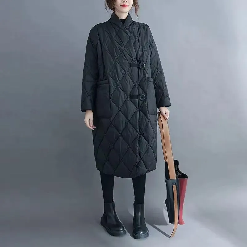 Winter Women Long Jacket Warm Down Cotton Coat Loose Parkas Padded Female Outerwear