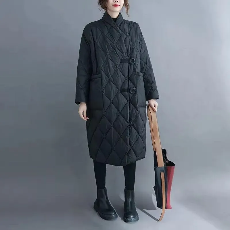 Winter Women Long Jacket Warm Down Cotton Coat Loose Parkas Padded Female Outerwear