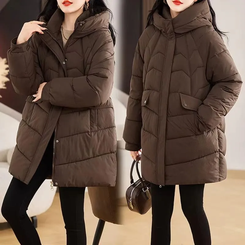 Winter Women Parka Hooded Jackets Thicken Warm Cotton-padded Puffer Coats Long Parkas Clothes Loose Outerwear