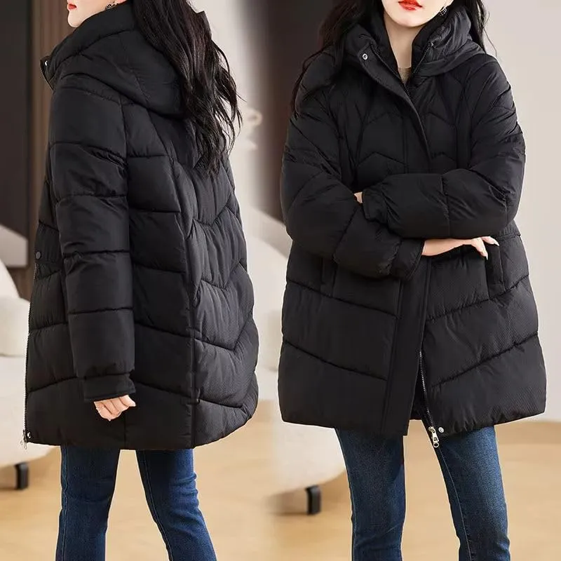 Winter Women Parka Hooded Jackets Thicken Warm Cotton-padded Puffer Coats Long Parkas Clothes Loose Outerwear