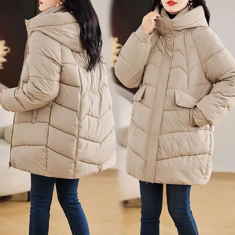 Winter Women Parka Hooded Jackets Thicken Warm Cotton-padded Puffer Coats Long Parkas Clothes Loose Outerwear