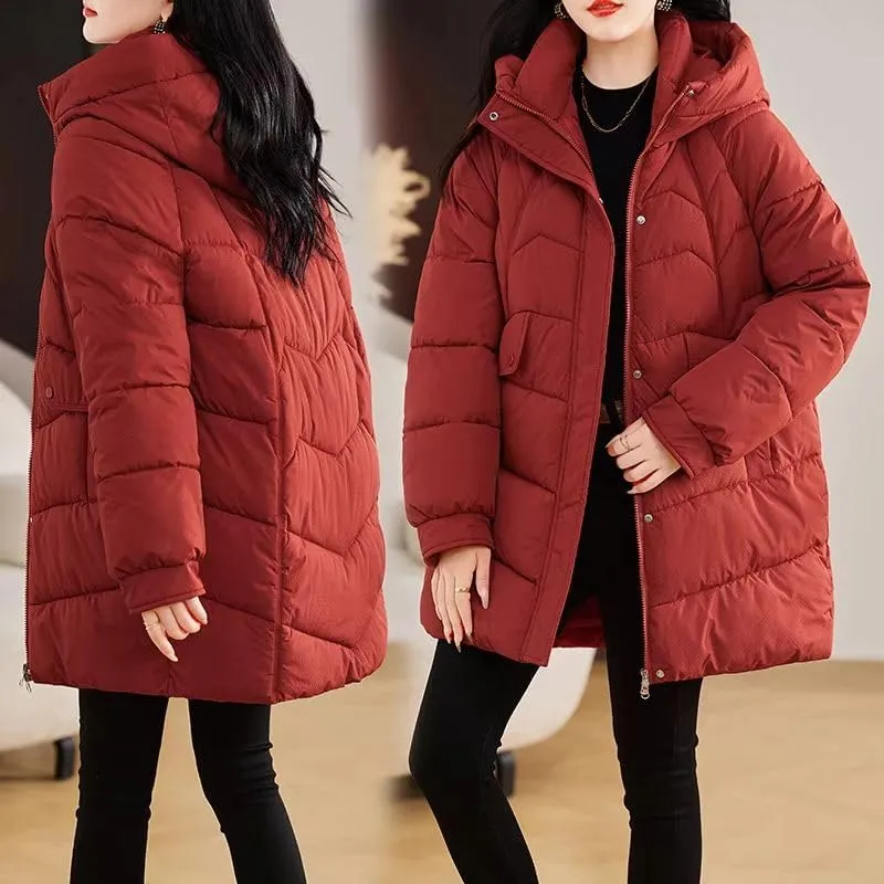 Winter Women Parka Hooded Jackets Thicken Warm Cotton-padded Puffer Coats Long Parkas Clothes Loose Outerwear