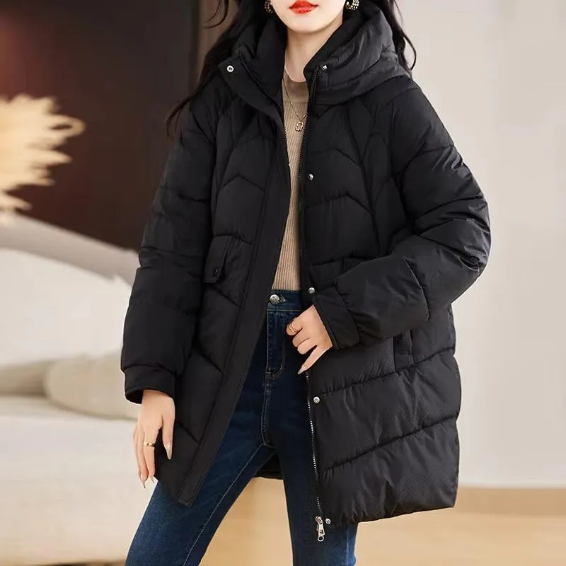 Winter Women Parka Hooded Jackets Thicken Warm Cotton-padded Puffer Coats Long Parkas Clothes Loose Outerwear
