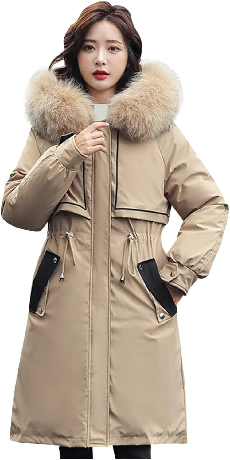 Women Cotton-padded Outerwear Long Jackets Fashion Coats Removable Liner Pocket Hooded Tail Coats Women