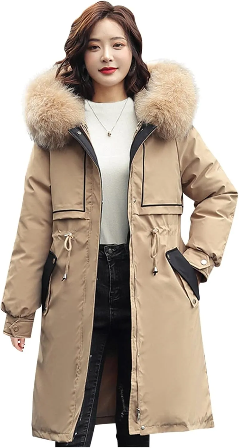 Women Cotton-padded Outerwear Long Jackets Fashion Coats Removable Liner Pocket Hooded Tail Coats Women