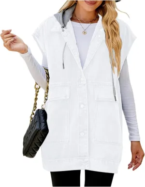 Women Denim Shirt Collared Jean Shirts Long Sleeve Button Down Blouses with Pockets Classic Basic Solid Blouse Jacket