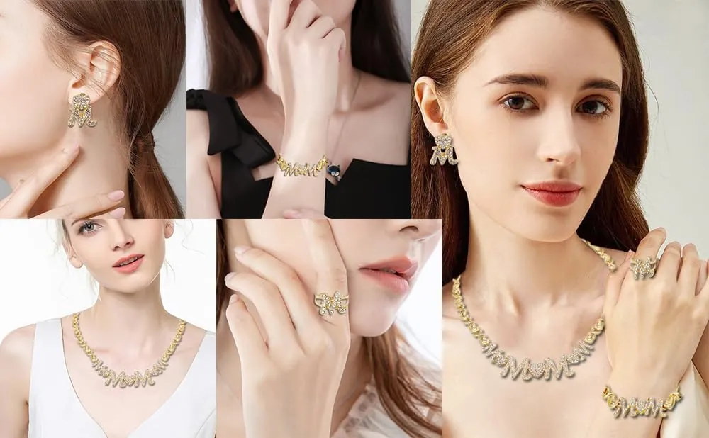 Women Jewelry Sets Gold Jewelry XOXO Fashion Bear Necklace Love Bear Earrings Bear and Heart Bracelet Jewelry Gifts Elegant Bridal Accessories Women Party Gifts Shiny Jewelry