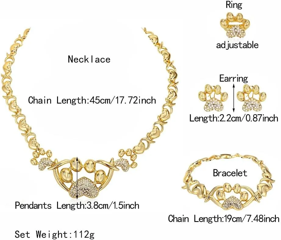 Women Jewelry Sets Gold Jewelry XOXO Fashion Bear Necklace Love Bear Earrings Bear and Heart Bracelet Jewelry Gifts Elegant Bridal Accessories Women Party Gifts Shiny Jewelry