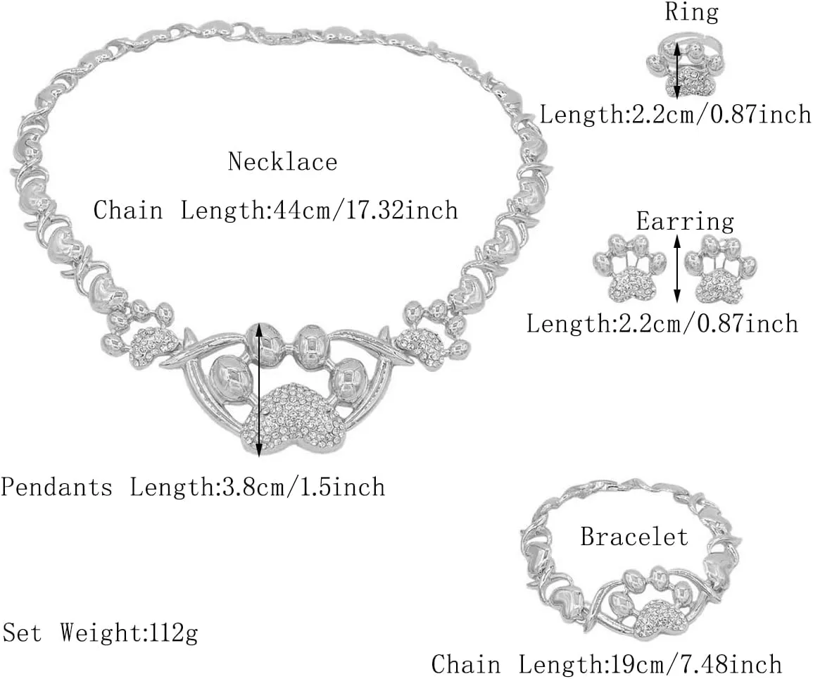 Women Jewelry Sets Gold Jewelry XOXO Fashion Bear Necklace Love Bear Earrings Bear and Heart Bracelet Jewelry Gifts Elegant Bridal Accessories Women Party Gifts Shiny Jewelry