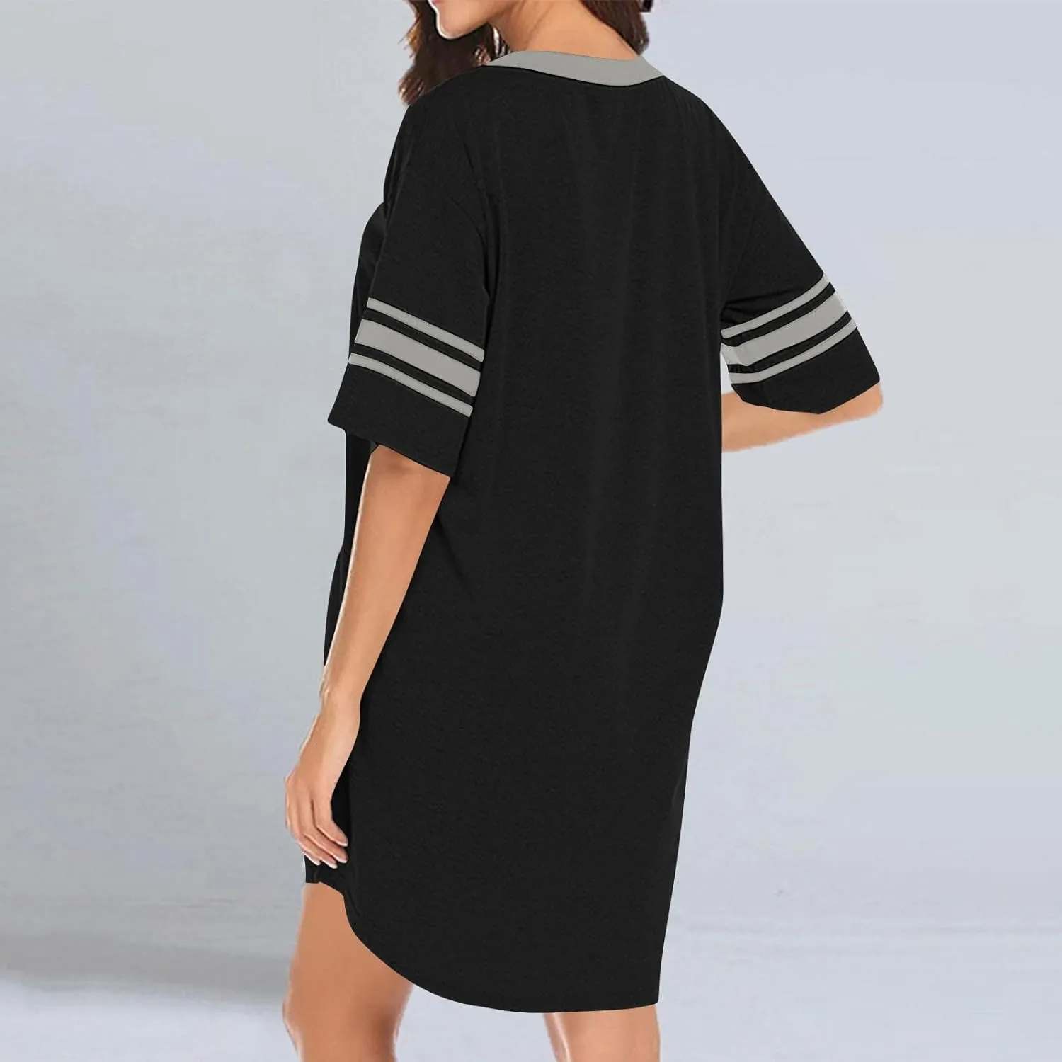 Women Nightgown Plus Size Sleepshirt Casual Loose Fit Short Sleeve Nightshirt V Neck Sleepwear Pajama Dress Homewear