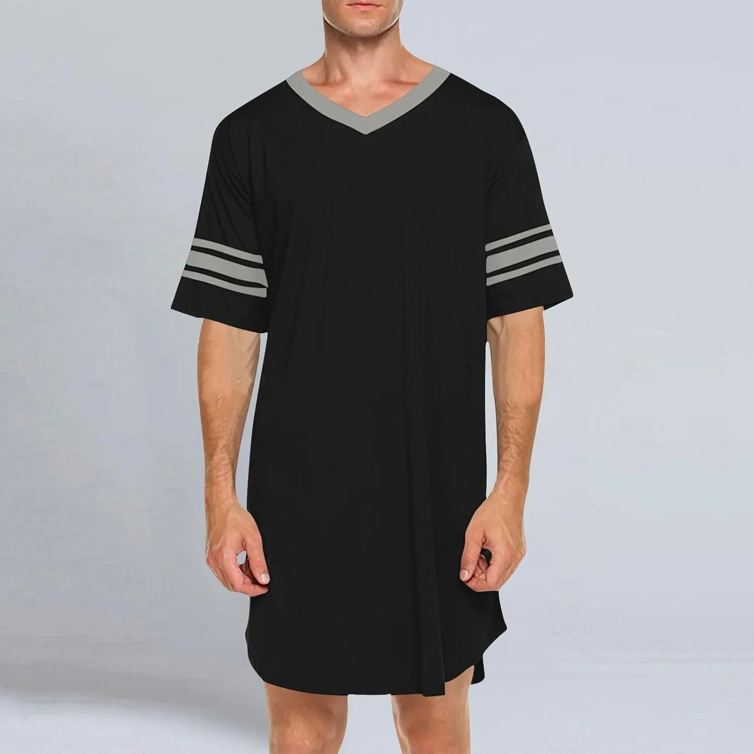 Women Nightgown Plus Size Sleepshirt Casual Loose Fit Short Sleeve Nightshirt V Neck Sleepwear Pajama Dress Homewear