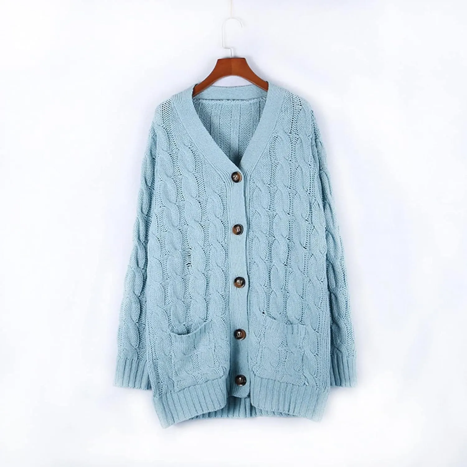Women Open Front Casual Long Sleeve Knit Classic Sweaters Cardigan with Pockets Elegant Soft Coat Going out Clothes