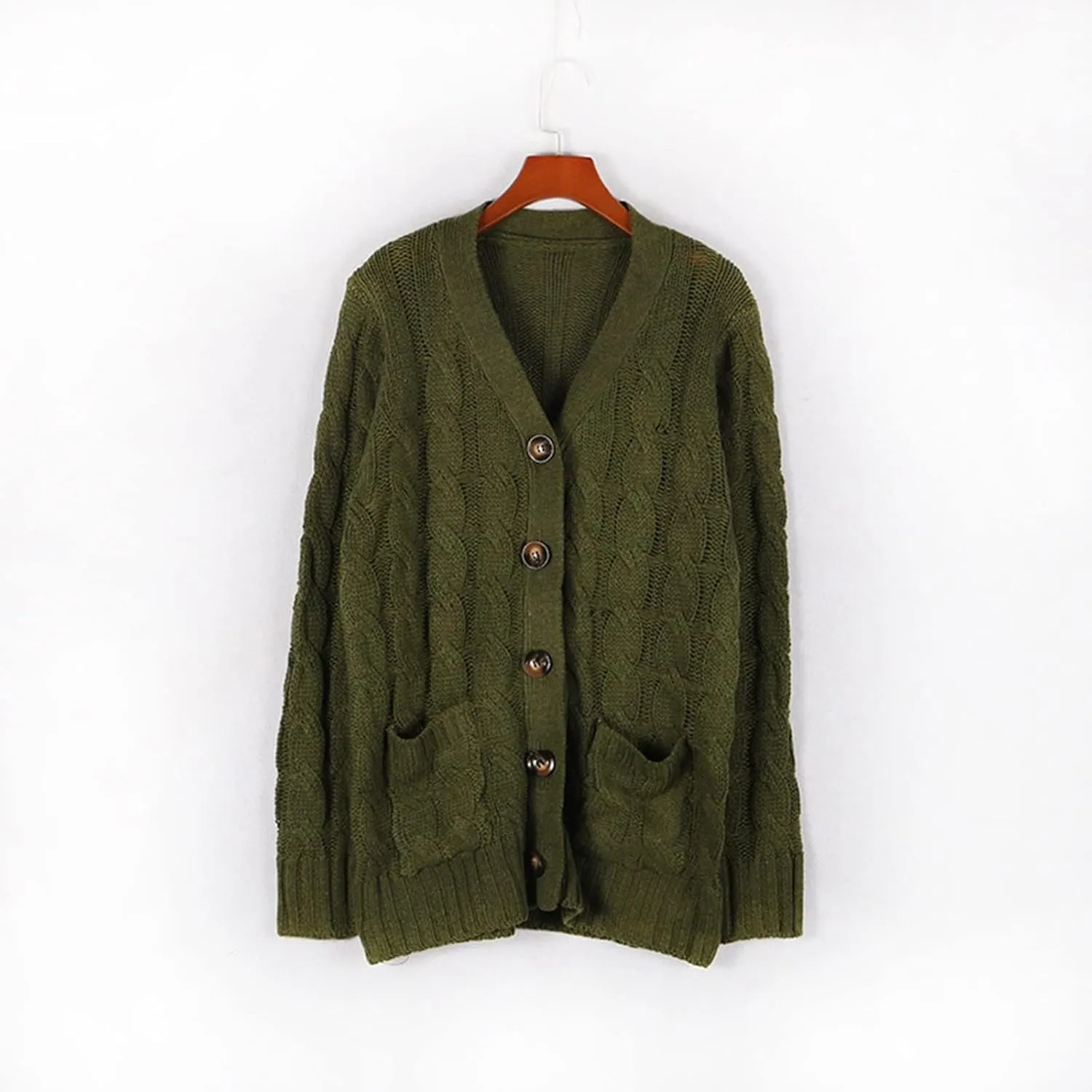 Women Open Front Casual Long Sleeve Knit Classic Sweaters Cardigan with Pockets Elegant Soft Coat Going out Clothes