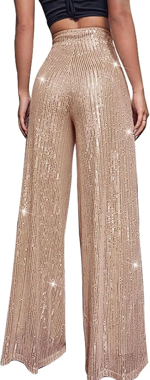 Women Wide Leg Pants 2024 Flowy Elastic Waist Pants Casual Palazzo Pants Baggy Casual Work Pants Spring Outfits