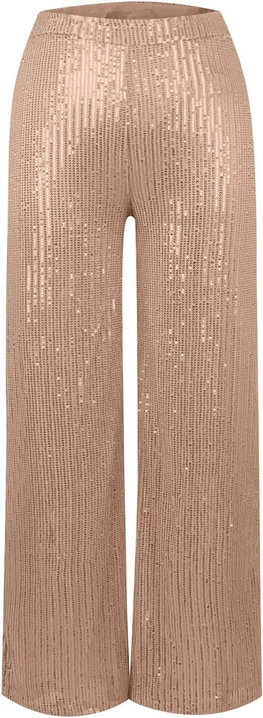 Women Wide Leg Pants 2024 Flowy Elastic Waist Pants Casual Palazzo Pants Baggy Casual Work Pants Spring Outfits