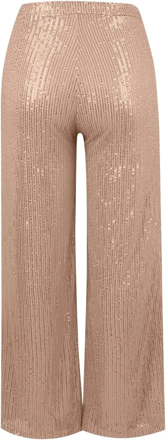 Women Wide Leg Pants 2024 Flowy Elastic Waist Pants Casual Palazzo Pants Baggy Casual Work Pants Spring Outfits