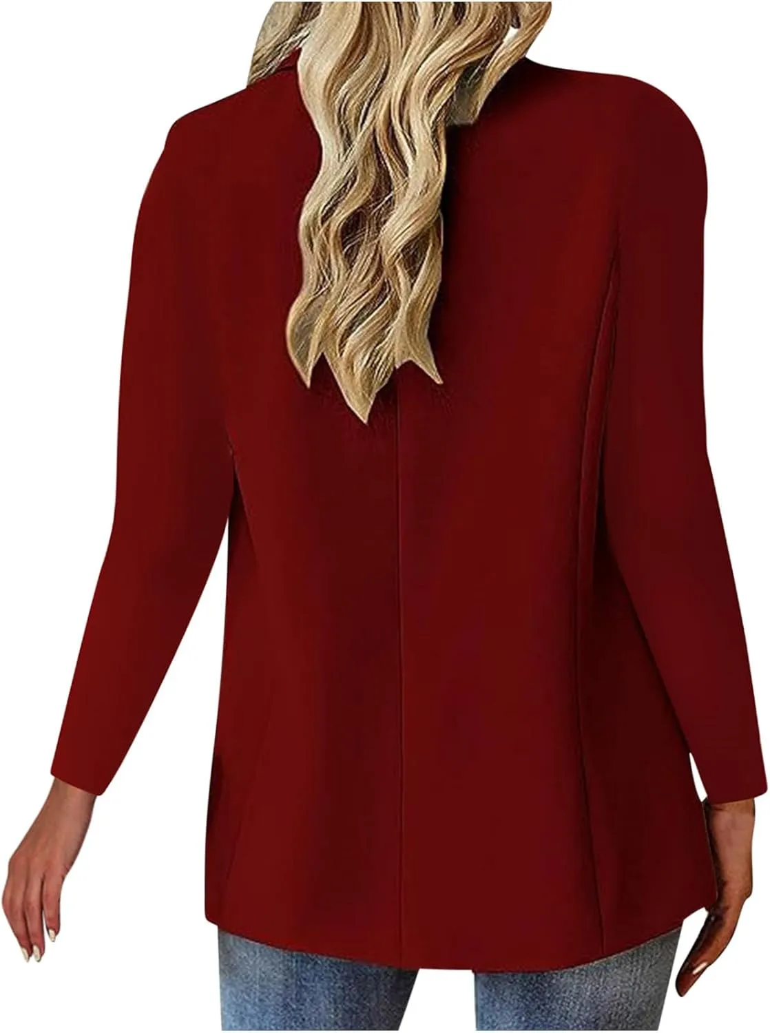 Women's Blazer Casual Business Blazers Long Sleeve Button Down Jacket Office Lapel Suit Coat with Pockets, Small