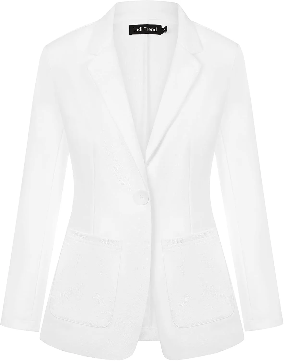 Womens Blazer Jacket Suit Notched Lapel Button Blazers Long Sleeve Tailored Jacket Coat Workwear(White 2XL)