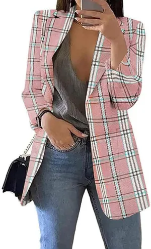 Womens Blazers Blazers Outfits for Women Turtle Neck Work Plaid Cardigan Fall Summer Blazers 2025