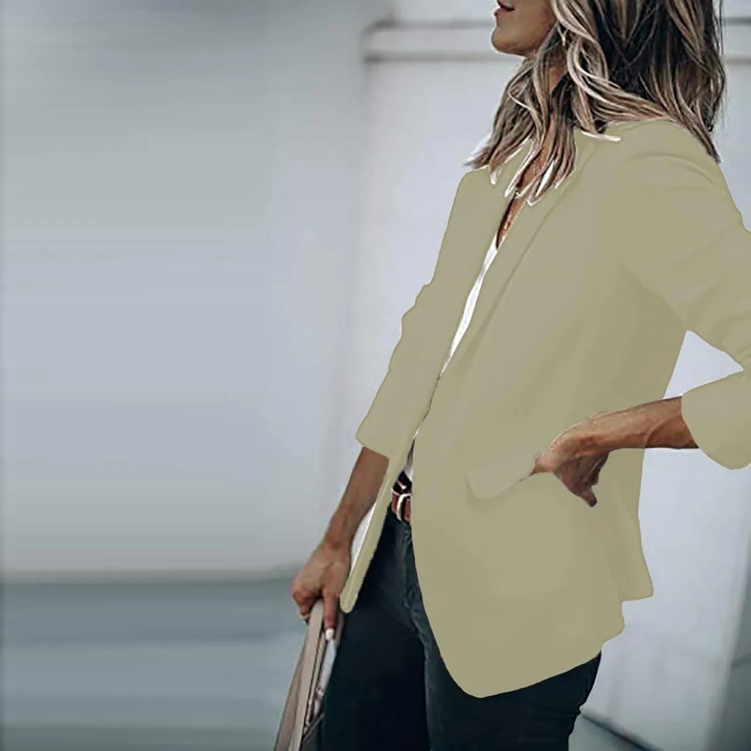 Womens Casual Blazers Open Front Long Sleeve Work Office Suit Jackets Blazer Plus Size Autumn Winter Outwears