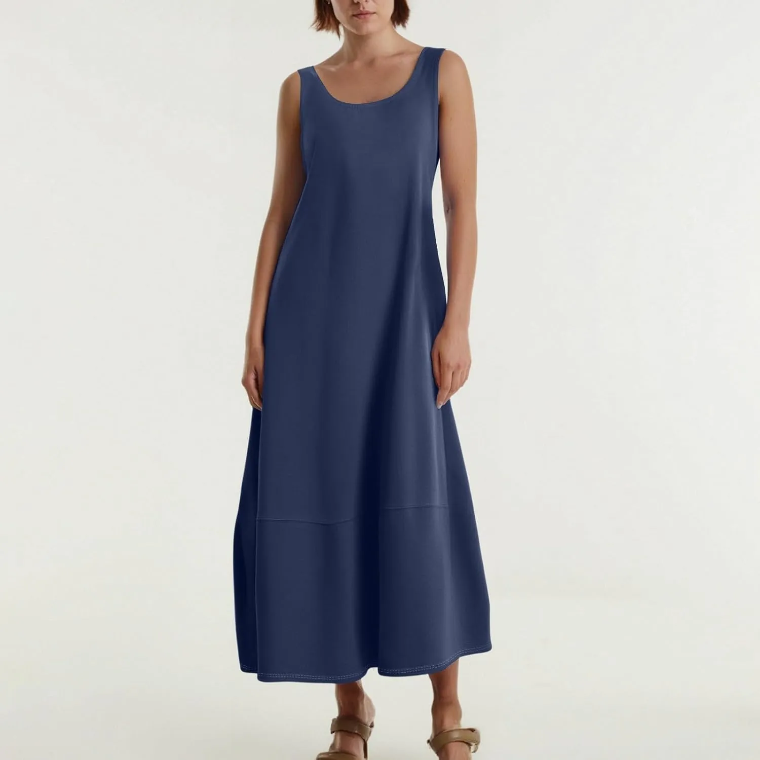 Women's Casual Maxi Sundress 2025 Summer Beach Long Dress Scoop Neck Sleeveless Loose Comfy Tank Dresses