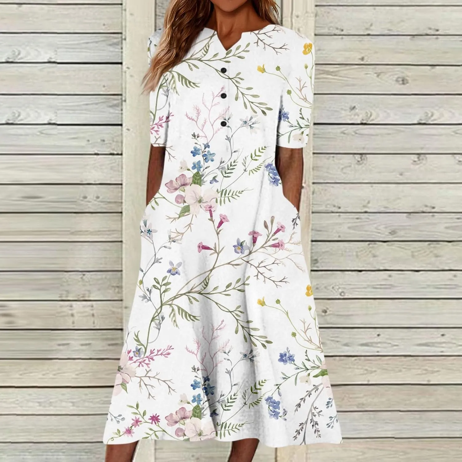 Womens Casual Printed Dresses V Neck Fashion Short Sleeve 2025 Sexy Swing Summer Dressy Daily Party Dress