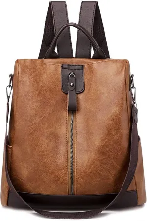 Women's large-capacity school bag ladies travel gear laptop backpacks (Brown)