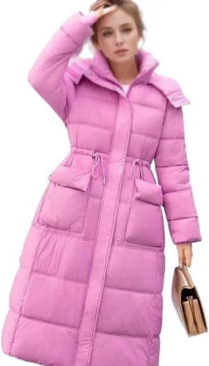 Women's Padded Jacket Female Hooded Pocket Thicken Warm Long Cotton Jacket Women's Parkas Coats