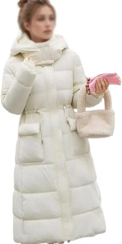 Women's Padded Jacket Female Hooded Pocket Thicken Warm Long Cotton Jacket Women's Parkas Coats