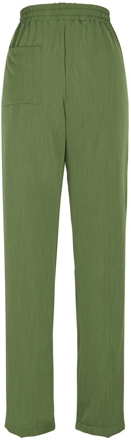 Women's Pants, Peasant Pants Linen Straight Leg Casual Drawstring Trendy Comfortable Fit
