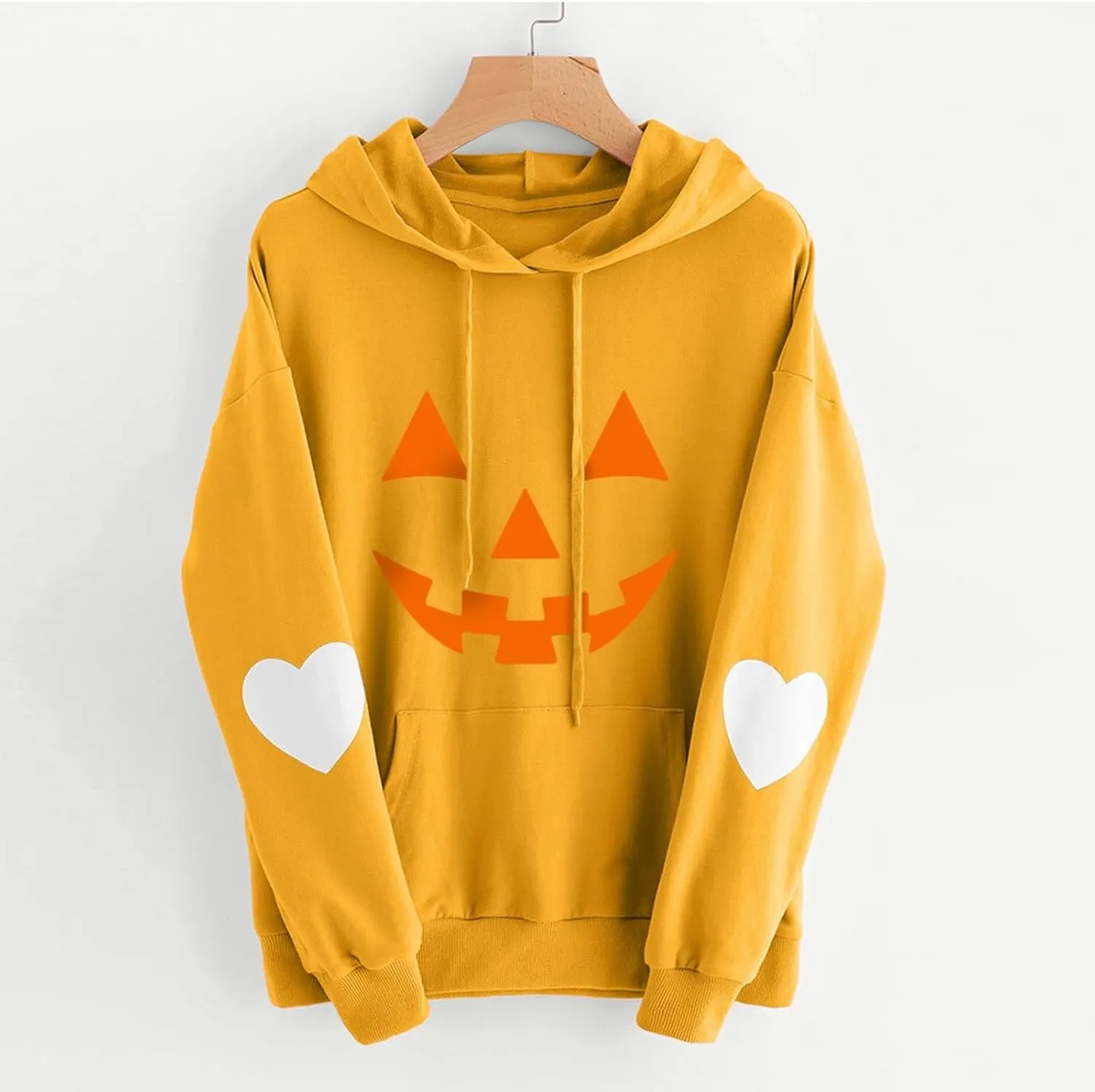 Womens Plus Size Halloween Hoodies Funny Pumpkin Printed Hooded Sweatshirts with Pocket Long Sleeve Oversized Shirts