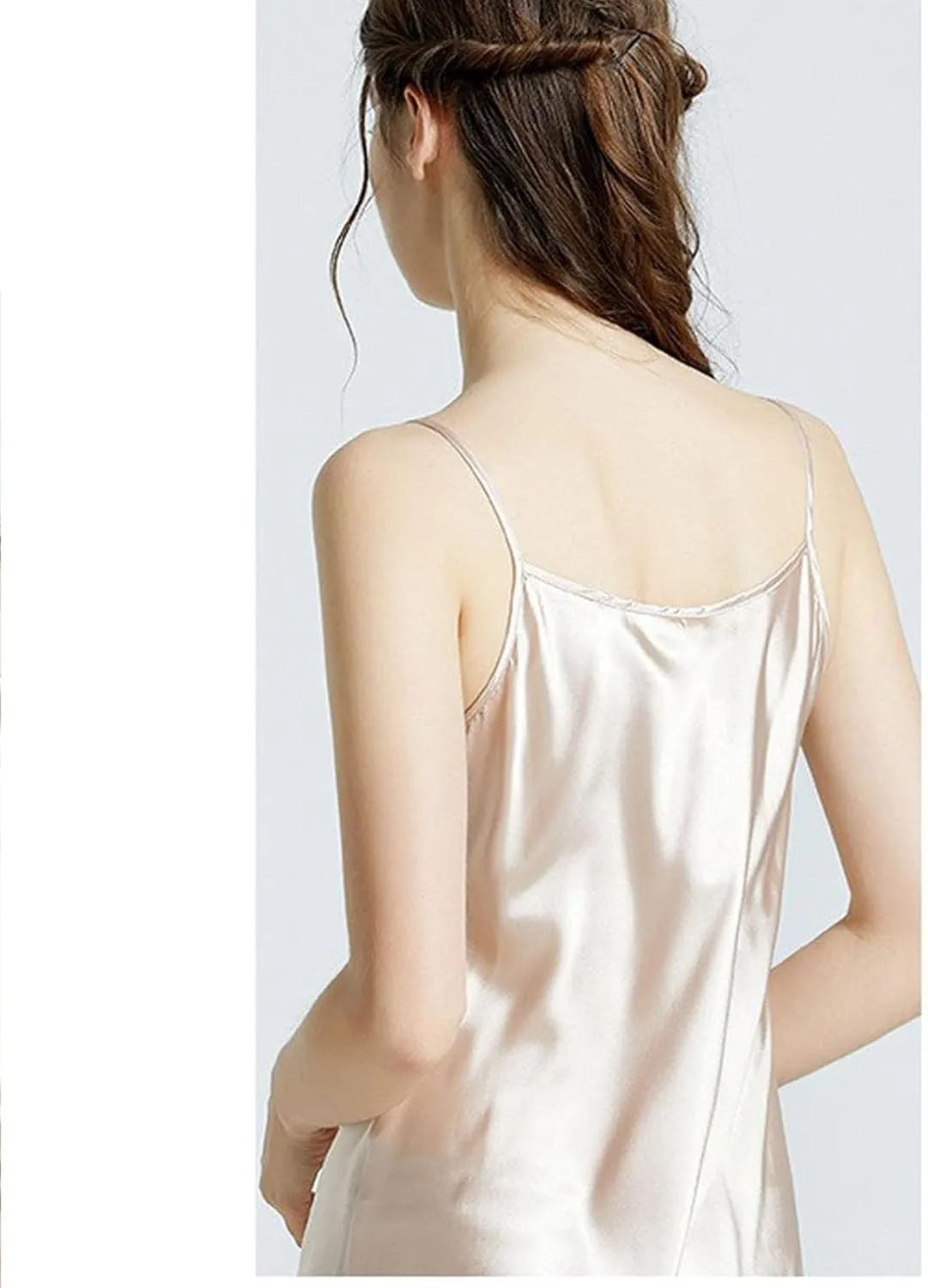 Women's Satin Nightgown Sexy Loose Sleepwear V Neck Babydoll Lingerie Dress Mini Slip Chemise Nightwear Night Dress