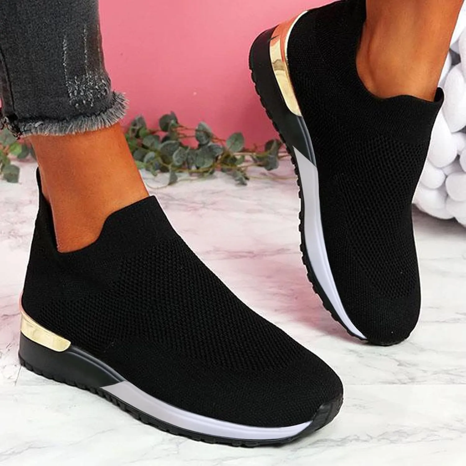 Womens Sneakers Size 6.5 Wide Slip On Shoes Women Wide Mule Casual Dress Shoes for Women 2023 Trendy Plantar Fasciitis Relief Shoes for Women Wide Width Comfy Work Shoes for Women Standing All Day