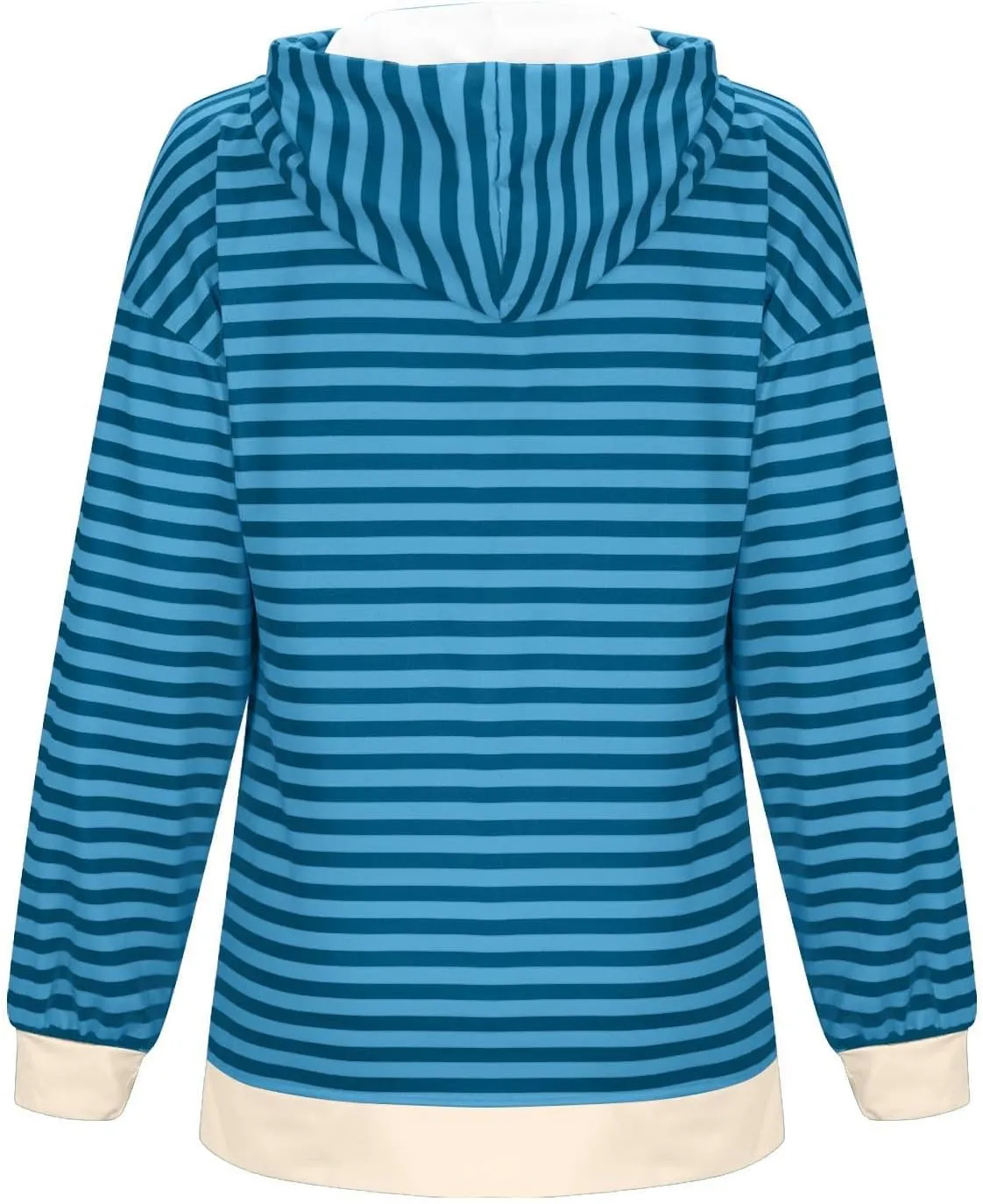 Women's Striped Hooded Sweatshirts Casual Long Sleeved Zippered Jackets Fall Trendy Thin Coats with Pockets