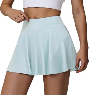 Women's Tennis Skirt Pleated Summer Elastic High Waisted Running Skorts Athletic Golf Mini Skirts with Shorts Pockets