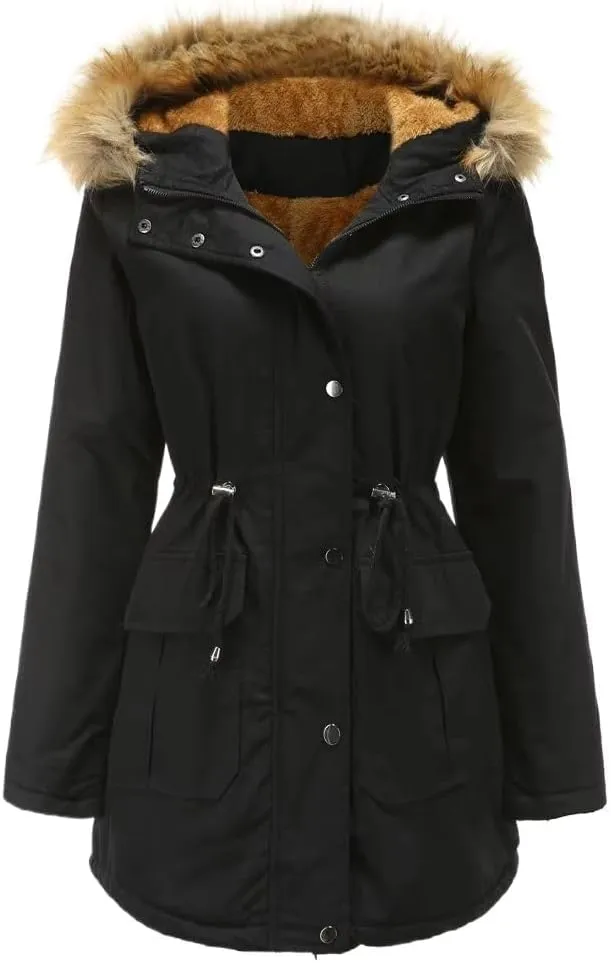 Women's Winter Jacket Female Cotton Padded Jacket With Fleece Hooded Fur Collar Winter Warm Coat Women's